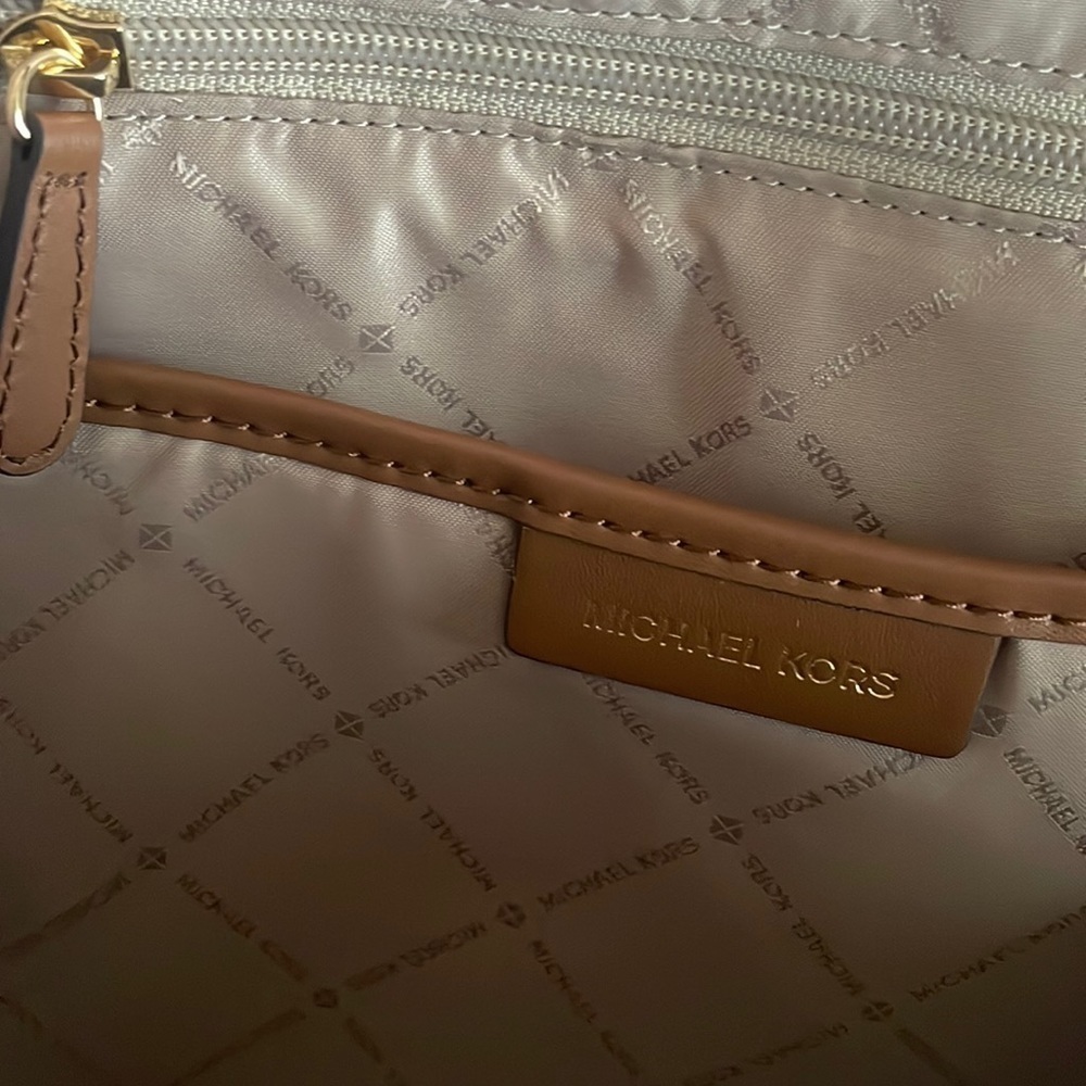 Brand New Michael Kors Logo Canvas Zippered Backpack w/ Gold Tone Accents - Picture 15 of 16